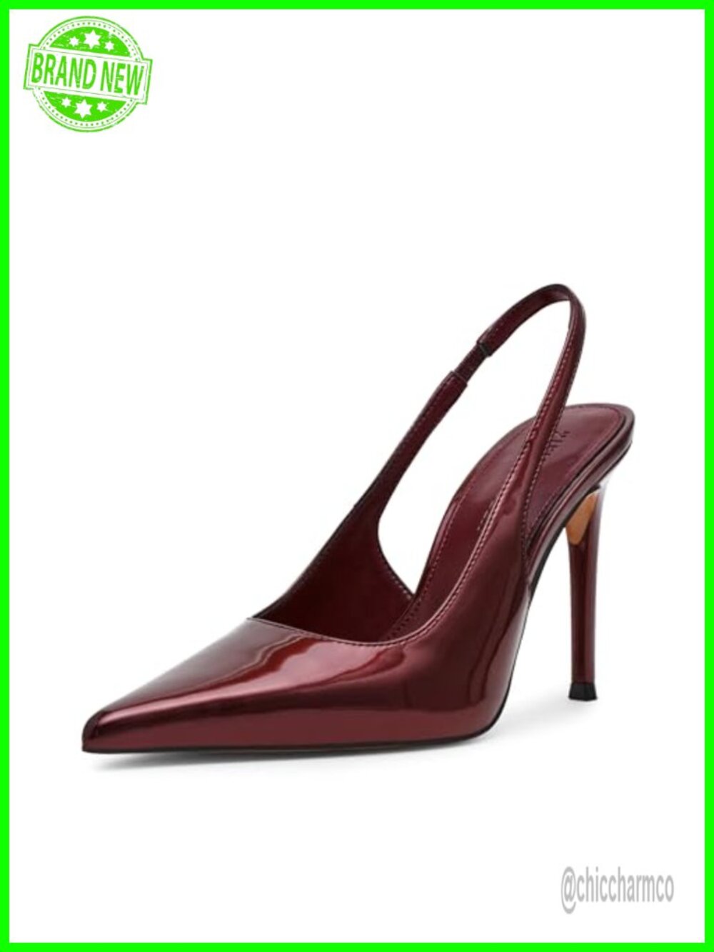 Steve Madden Reyes Patent Leather Slingback Pump Pointed Toe 4.25 Inch Heel